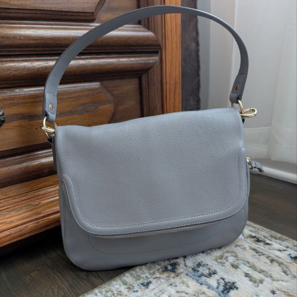 Nordstrom Gray Leather Crossbody/ Shoulder Bag 9x11``
